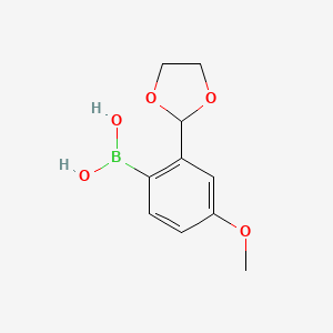 molecular formula C10H13BO5 B1408782 (2-(1,3-Dioxolan-2-yl)-4-methoxyphenyl)boronic acid CAS No. 1704069-40-8