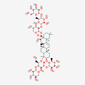 [(2S,3R,4S,5S)-3-[(2S,3R,4R,5R,6S)-3,4-dihydroxy-6-methyl-5-[(2S,3R,4S,5S,6R)-3,4,5-trihydroxy-6-(hydroxymethyl)oxan-2-yl]oxyoxan-2-yl]oxy-4,5-dihydroxyoxan-2-yl] (4aR,5R,6aS,6bR,10S,12aR,14bS)-5-hydroxy-10-[(2R,3R,4S,5S,6R)-4-hydroxy-6-(hydroxymethyl)-3-[(2S,3R,4R,5R,6S)-3,4,5-trihydroxy-6-methyloxan-2-yl]oxy-5-[(2S,3R,4S,5R)-3,4,5-trihydroxyoxan-2-yl]oxyoxan-2-yl]oxy-2,2,6a,6b,9,9,12a-heptamethyl-1,3,4,5,6,6a,7,8,8a,10,11,12,13,14b-tetradecahydropicene-4a-carboxylate