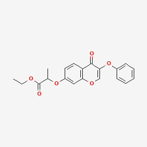 molecular formula C20H18O6 B14088107 ethyl 2-[(4-oxo-3-phenoxy-4H-chromen-7-yl)oxy]propanoate 