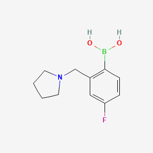 molecular formula C11H15BFNO2 B1408811 4-氟-2-(吡咯烷-1-基甲基)苯硼酸 CAS No. 1704063-81-9