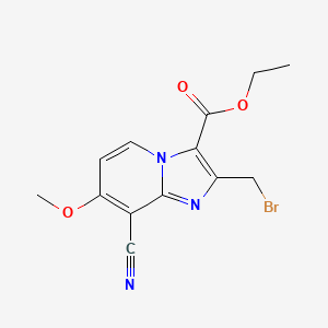 molecular formula C13H12BrN3O3 B1408818 Ethyl 2-(bromomethyl)-8-cyano-7-methoxyimidazo[1,2-a]pyridine-3-carboxylate CAS No. 1704066-59-0