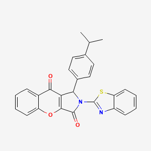 molecular formula C27H20N2O3S B14088269 2-(1,3-Benzothiazol-2-yl)-1-[4-(propan-2-yl)phenyl]-1,2-dihydrochromeno[2,3-c]pyrrole-3,9-dione 