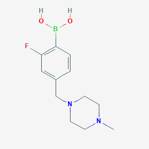 molecular formula C12H18BFN2O2 B1408832 (2-Fluoro-4-((4-methylpiperazin-1-yl)methyl)phenyl)boronic acid CAS No. 1704064-24-3