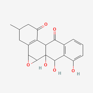 molecular formula C19H18O6 B14088351 1,17,19-trihydroxy-7-methyl-3-oxapentacyclo[9.8.0.02,4.05,10.013,18]nonadeca-5(10),13(18),14,16-tetraene-9,12-dione 