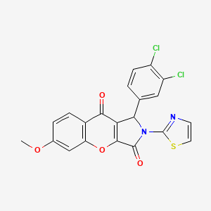 molecular formula C21H12Cl2N2O4S B14088370 1-(3,4-Dichlorophenyl)-6-methoxy-2-(1,3-thiazol-2-yl)-1,2-dihydrochromeno[2,3-c]pyrrole-3,9-dione 