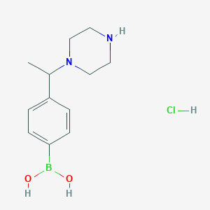 molecular formula C12H20BClN2O2 B1408843 (4-(1-(Piperazin-1-yl)ethyl)phenyl)boronic acid hydrochloride CAS No. 1704073-96-0