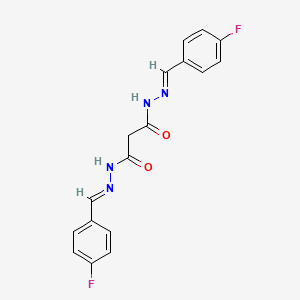 molecular formula C17H14F2N4O2 B14088457 N'~1~,N'~3~-bis[(E)-(4-fluorophenyl)methylidene]propanedihydrazide 