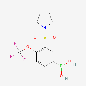 molecular formula C11H13BF3NO5S B1408850 （3-(吡咯烷-1-磺酰基)-4-(三氟甲氧基)苯基)硼酸 CAS No. 1704069-27-1