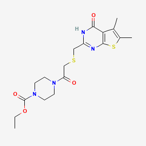 Ethyl 4-({[(4-hydroxy-5,6-dimethylthieno[2,3-d]pyrimidin-2-yl)methyl]sulfanyl}acetyl)piperazine-1-carboxylate