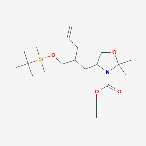 molecular formula C22H43NO4Si B14088564 tert-butyl (S)-4-((R)-2-(((tert-butyldimethylsilyl)oxy)methyl)pent-4-en-1-yl)-2,2-dimethyloxazolidine-3-carboxylate 