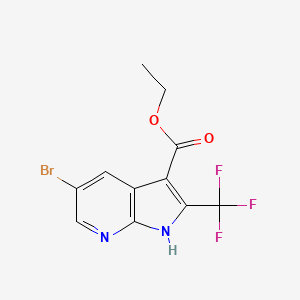 molecular formula C11H8BrF3N2O2 B1408858 5-溴-2-(三氟甲基)-1H-吡咯并[2,3-b]吡啶-3-羧酸乙酯 CAS No. 1704065-84-8