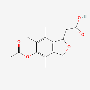 molecular formula C15H18O5 B14088644 2-Benzofuranacetic acid, 5-(acetyloxy)-2,3-dihydro-4,6,7-trimethyl- 