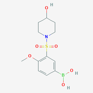 molecular formula C12H18BNO6S B1408866 (3-((4-Hydroxypiperidin-1-yl)sulfonyl)-4-methoxyphenyl)boronic acid CAS No. 1704081-13-9