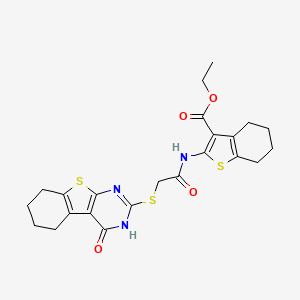 Ethyl 2-({[(4-oxo-3,4,5,6,7,8-hexahydro[1]benzothieno[2,3-d]pyrimidin-2-yl)sulfanyl]acetyl}amino)-4,5,6,7-tetrahydro-1-benzothiophene-3-carboxylate