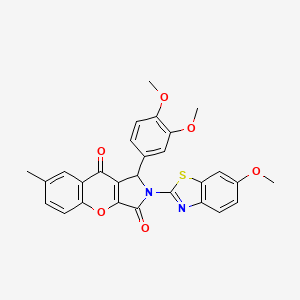 1-(3,4-Dimethoxyphenyl)-2-(6-methoxy-1,3-benzothiazol-2-yl)-7-methyl-1,2-dihydrochromeno[2,3-c]pyrrole-3,9-dione