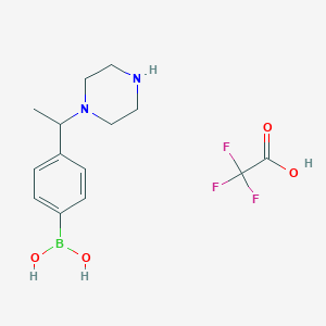 molecular formula C14H20BF3N2O4 B1408902 [4-(1-哌嗪-1-基乙基)苯基]硼酸；2,2,2-三氟乙酸 CAS No. 1704069-49-7