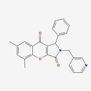 molecular formula C25H20N2O3 B14089047 5,7-Dimethyl-1-phenyl-2-(pyridin-3-ylmethyl)-1,2-dihydrochromeno[2,3-c]pyrrole-3,9-dione 