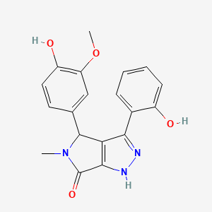 molecular formula C19H17N3O4 B14089069 4-(4-hydroxy-3-methoxyphenyl)-3-(2-hydroxyphenyl)-5-methyl-4,5-dihydropyrrolo[3,4-c]pyrazol-6(1H)-one 