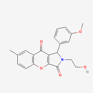 molecular formula C21H19NO5 B14089168 2-(2-Hydroxyethyl)-1-(3-methoxyphenyl)-7-methyl-1,2-dihydrochromeno[2,3-c]pyrrole-3,9-dione 