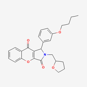 molecular formula C26H27NO5 B14089213 1-(3-Butoxyphenyl)-2-(tetrahydrofuran-2-ylmethyl)-1,2-dihydrochromeno[2,3-c]pyrrole-3,9-dione 