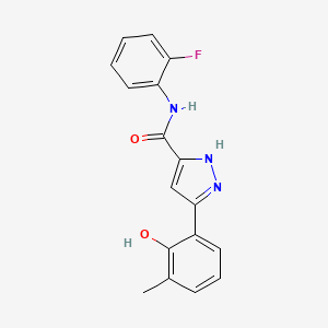 molecular formula C17H14FN3O2 B14089219 N-(2-fluorophenyl)-5-(2-hydroxy-3-methylphenyl)-1H-pyrazole-3-carboxamide 