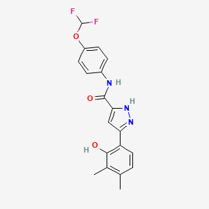 molecular formula C19H17F2N3O3 B14089257 N-[4-(difluoromethoxy)phenyl]-5-(2-hydroxy-3,4-dimethylphenyl)-1H-pyrazole-3-carboxamide 