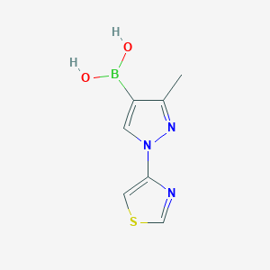 molecular formula C7H8BN3O2S B14089274 (3-Methyl-1-(thiazol-4-yl)-1H-pyrazol-4-yl)boronic acid 