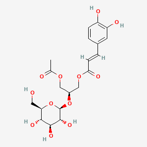 molecular formula C20H26O12 B14089281 [(2S)-3-acetyloxy-2-[(2R,3R,4S,5S,6R)-3,4,5-trihydroxy-6-(hydroxymethyl)oxan-2-yl]oxypropyl] (E)-3-(3,4-dihydroxyphenyl)prop-2-enoate 