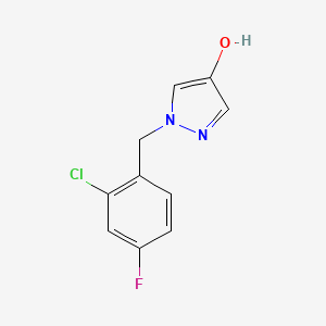 molecular formula C10H8ClFN2O B1408936 1-(2-Chloro-4-fluorobenzyl)-1H-pyrazol-4-ol CAS No. 1592725-46-6