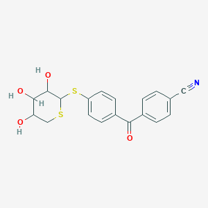 molecular formula C19H17NO4S2 B14089435 2H-Thiopyran, benzonitrile deriv. 