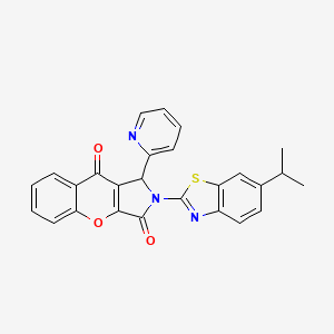 molecular formula C26H19N3O3S B14089564 2-[6-(Propan-2-yl)-1,3-benzothiazol-2-yl]-1-(pyridin-2-yl)-1,2-dihydrochromeno[2,3-c]pyrrole-3,9-dione 