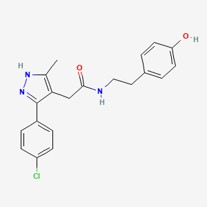 2-[5-(4-chlorophenyl)-3-methyl-1H-pyrazol-4-yl]-N-[2-(4-hydroxyphenyl)ethyl]acetamide