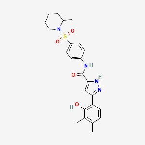 molecular formula C24H28N4O4S B14089634 5-(2-hydroxy-3,4-dimethylphenyl)-N-{4-[(2-methylpiperidin-1-yl)sulfonyl]phenyl}-1H-pyrazole-3-carboxamide 