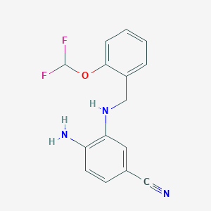 molecular formula C15H13F2N3O B1408968 4-氨基-3-[2-(二氟甲氧基)苄氨基]苯甲腈 CAS No. 1515921-63-7