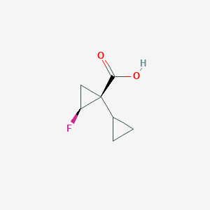 molecular formula C7H9FO2 B1408973 Cis-2-fluoro-[1,1'-bi(cyclopropane)]-1-carboxylic acid CAS No. 1706430-81-0