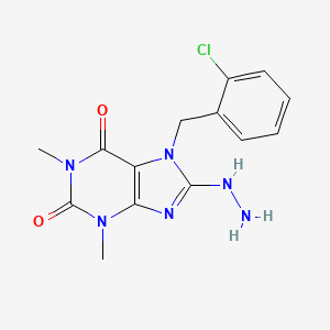 molecular formula C14H15ClN6O2 B14089841 7-(2-chlorobenzyl)-8-hydrazinyl-1,3-dimethyl-3,7-dihydro-1H-purine-2,6-dione 