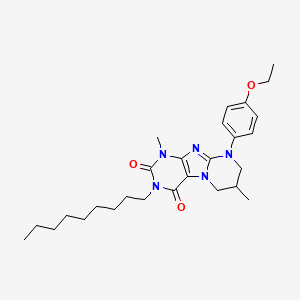 molecular formula C27H39N5O3 B14089896 9-(4-ethoxyphenyl)-1,7-dimethyl-3-nonyl-6,7,8,9-tetrahydropyrimido[2,1-f]purine-2,4(1H,3H)-dione 