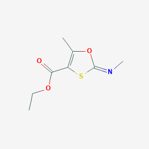 B140899 Ethyl 5-methyl-2-methylimino-1,3-oxathiole-4-carboxylate CAS No. 145627-51-6