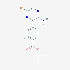 molecular formula C15H15BrFN3O2 B1408993 叔丁基 4-(3-氨基-6-溴吡嗪-2-基)-2-氟苯甲酸酯 CAS No. 1715031-89-2