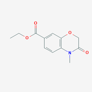 molecular formula C12H13NO4 B1408997 Ethyl 4-methyl-3-oxo-3,4-dihydro-2H-1,4-benzoxazine-7-carboxylate CAS No. 1038478-74-8