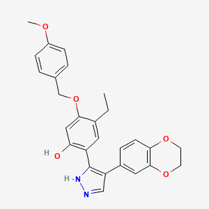 2-[4-(2,3-dihydro-1,4-benzodioxin-6-yl)-1H-pyrazol-5-yl]-4-ethyl-5-[(4-methoxybenzyl)oxy]phenol