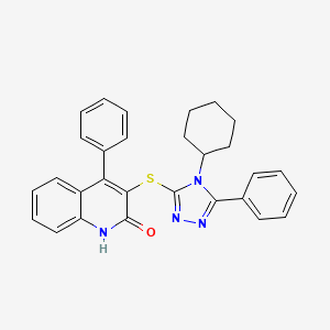 3-[(4-cyclohexyl-5-phenyl-4H-1,2,4-triazol-3-yl)sulfanyl]-4-phenylquinolin-2(1H)-one