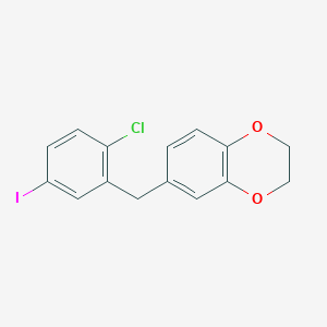 molecular formula C15H12ClIO2 B1409013 6-(2-氯-5-碘苄基)-2,3-二氢苯并[b][1,4]二噁英 CAS No. 1673514-74-3