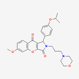 molecular formula C28H32N2O6 B14090195 6-Methoxy-2-[3-(morpholin-4-yl)propyl]-1-[4-(propan-2-yloxy)phenyl]-1,2-dihydrochromeno[2,3-c]pyrrole-3,9-dione 