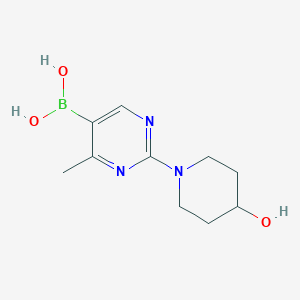 molecular formula C10H16BN3O3 B14090242 (2-(4-Hydroxypiperidin-1-yl)-4-methylpyrimidin-5-yl)boronic acid 