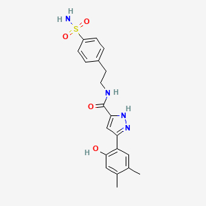 molecular formula C20H22N4O4S B14090262 5-(2-hydroxy-4,5-dimethylphenyl)-N-[2-(4-sulfamoylphenyl)ethyl]-1H-pyrazole-3-carboxamide 