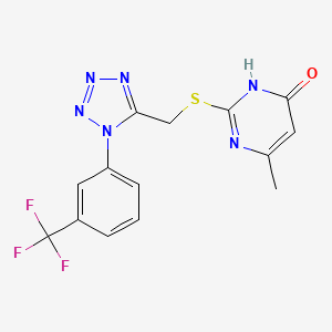 molecular formula C14H11F3N6OS B14090272 6-methyl-2-[({1-[3-(trifluoromethyl)phenyl]-1H-tetrazol-5-yl}methyl)sulfanyl]pyrimidin-4-ol 