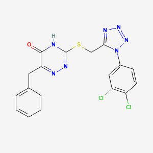 molecular formula C18H13Cl2N7OS B14090279 6-benzyl-3-({[1-(3,4-dichlorophenyl)-1H-tetrazol-5-yl]methyl}sulfanyl)-1,2,4-triazin-5-ol 