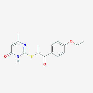 molecular formula C16H18N2O3S B14090285 2-((1-(4-ethoxyphenyl)-1-oxopropan-2-yl)thio)-6-methylpyrimidin-4(1H)-one 