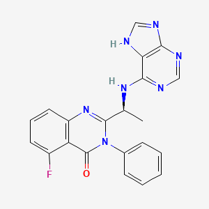 molecular formula C21H16FN7O B1409031 (S)-2-(1-(9H-Purin-6-ylamino)ethyl)-5-fluoro-3-phenylquinazolin-4(3H)-one CAS No. 870281-17-7